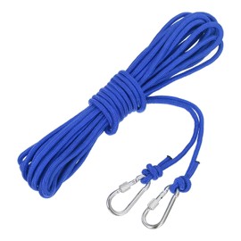 MECCANIXITY Hollow Braided Polypropylene Anchor Rope with Hook, 1/4 Inch 33ft Nylon Floating Line for Marine Pool Life Boat Anchor Rope, Blue