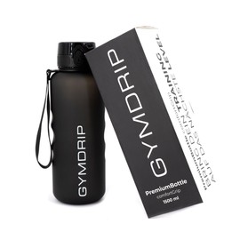 GymDrip Trinkflasche 1500 ml – BPA-frei & aus Tritan – PremiumBottle comfortGrip mit Siebeinsatz – Für Gym, Fitnessstudio & Outdoor, robust & leicht – Perfekt für Gym, Fitness, Alltag (Shadow Black)