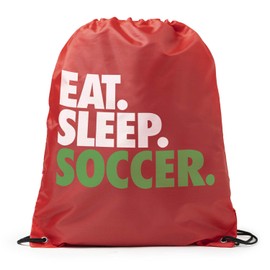 ChalkTalkSPORTS Soccer Sport Pack Drawstring Bag | Eat Sleep Soccer | Red