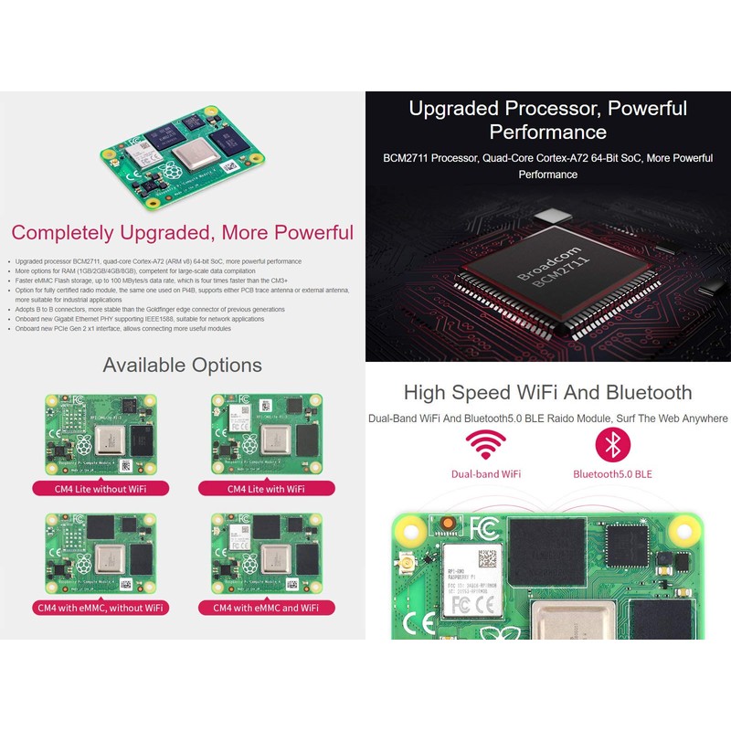Raspberry Pi Compute Module 4 Without Wireless 8GB RAM and