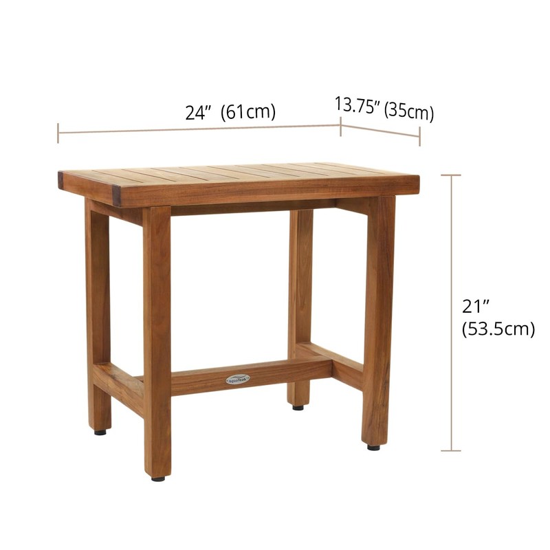 24" Spa Lotus Teak Shower Bench with Elevated Height