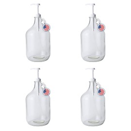 FastRack 1G Clear Glass Laundry Detergent Dispenser with Pump 4 Pack for Commercial Soap Dispenser | Detergent Dispenser or Syrup Pump | 128 oz Capacity | Food Grade – ECO Friendly - Made in USA