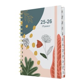 Dzhzal 2025-2026 Weekly and Monthly Academic Year Planner Calendar, July 2025 - June 2026, 8.5" x 5.8", Hard Cover, Wirebound, Laminated Tabs with Elastic Band