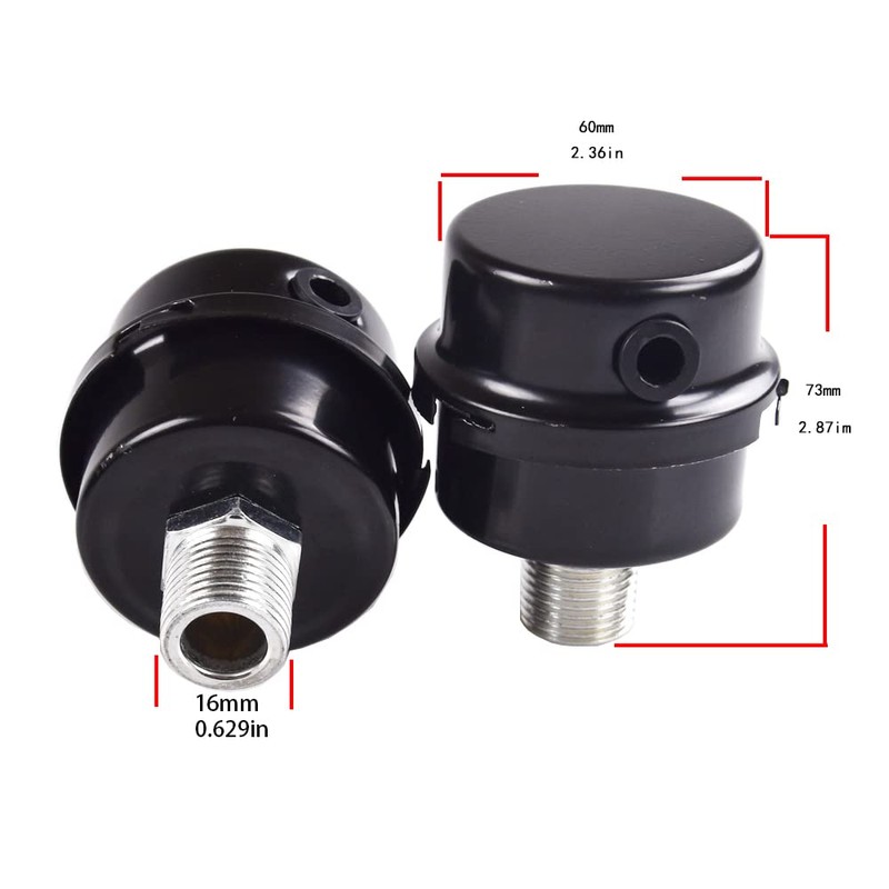 2 Pcs Air Compressor Silencer Filter Metal Air Compressor Intake