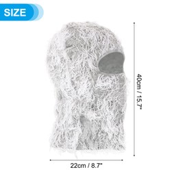 PATIKIL Distressed Balaclava Ski Mask, Balaclava Camo Knitted Face Mask Windproof Full Face Cover for Women Men Outdoor Sports, Grey/White