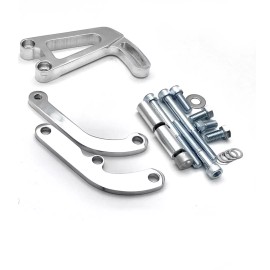 HRC SB Chevy Power Steering Bracket Long Water Pump SBC PS Kit Aluminum Polished