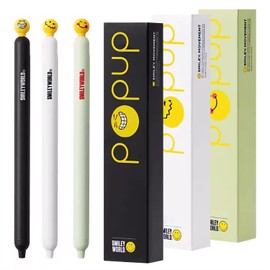 Afoxon Cute Gel Pens for Women Girl Valentine's Day Gift, Pack of 2 Pieces Cute Stationery Heart Pen Set with Extra 4 Black Refills Quick Drying School Office Supplies (emoji1)