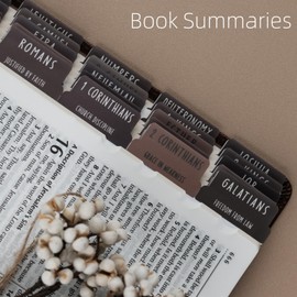 UPAFEXXI-Laminated Bible Tabs with Book Summaries, Bible Tabs for Women and Men, Reposition Large Print Stickers, Easy to Read, 80Chapters Labels for Easy Navigation(Brown)