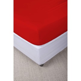 Max Color Cotton Fitted Sheet, Double, Red