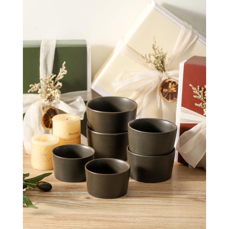 Tikooere Ramekins 2.5 oz,Oven Safe Small Ramekins for Creme Brulee,Souffle,Black
