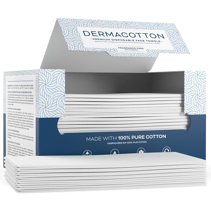 Dermacotton 100% Pure Cotton Face Towels – 80 Count Large