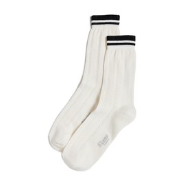 Stems Women's Lattice Knit Crew Socks, Ivory, White, One Size