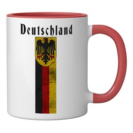 Deutschland German Vintage Flag Banner Coat of Arms Eagle Ceramic Mug, Red/White