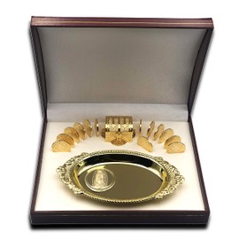 Arras de Boda Matrimoniales Con Baño de Oro de 24k con Cofre y Estuche, Wedding Unity Coins (Virgen Completa)