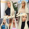 Queentas 13x3 Lace Front Wig Platinum Blonde Long Straight Synthetic