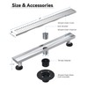 Shower Drain, HTOH Linear Shower Drain 24 Inch(Brushed Nickel),Modern 304