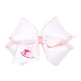 Wee Ones Girls' Grosgrain Moonstitch Embroideryed Ballet Slippers Hair Bow on a WeeStay Hair Clip, King, Dress