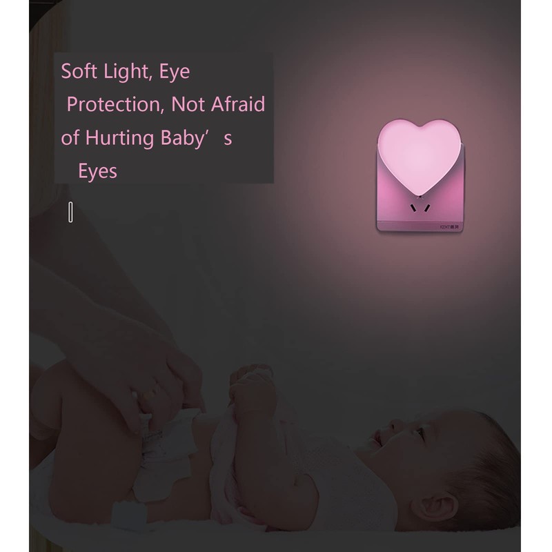 Cute Night Lights, Heart Shape Nursery Nightlight with Light Sensors,