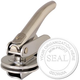 Georgia Handheld Non-Profit Seal Embosser, GA Not for Profit Seal, Georgia Organization Seal Embosser, Pocket Model, Chrome Frame, 1-5/8 Size, Seal for Corporation, Seal for Company