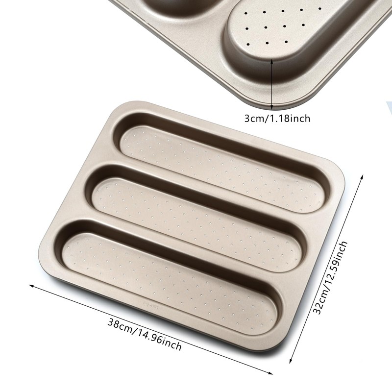 BSDLZCH Durable Carbon Steel Baguette Baking Molds, Nonstick French Bread