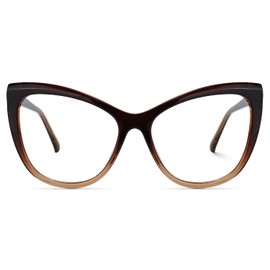 Zeelool Elegante TR90 ojo de gato de gran tamaño azul bloqueo de la luz gafas de computadora juego gafas para las mujeres Shelby OT414973, Marrón, L