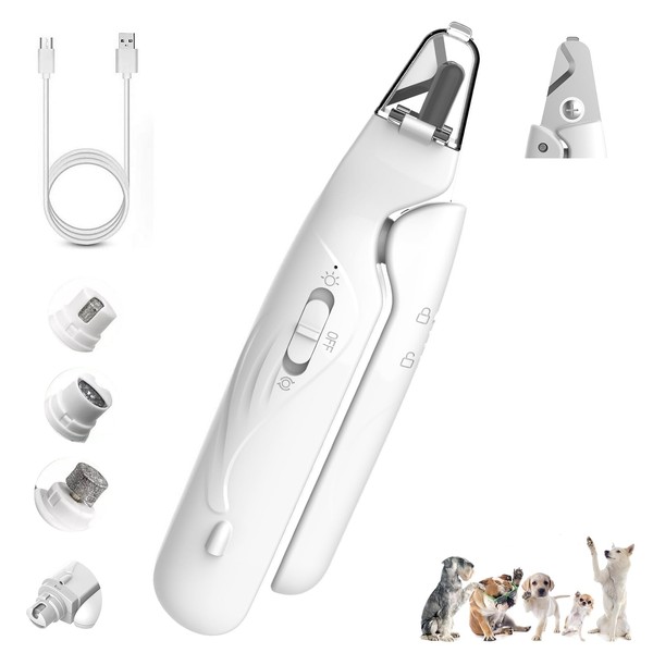 Linglance New Dog Nail Trimmers,2-in-1 Dog Nail Grinder & Clipper,Ultra-Quiet,USB