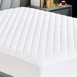 AmigoZone Quilted Fitted Mattress Protector Pad Deep Pocket - Elastic Fitted Fluffy Mattress Protector- Extra Deep Packet (Twin, White)