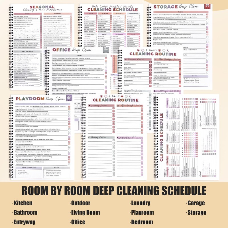 ADHD Cleaning Planner,Cleaning Schedule and Checklist Organizer,Bundle Household Cleaning Schedule