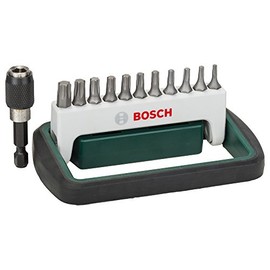 Bosch 2609256D23 11 Piece + 1 Set of Compact Screwdriver Bits T8/T10/T15 (2X)/T20 (2X)/T25 (2X)/T27/T30/T40/1 Universal Bit Holder Magnetic