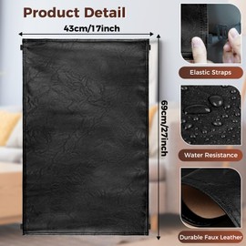 NZDWZDN Headrest Cover for Recliner Chair Recliner Headrest Protector with Elastic Straps Faux Leather Headrest Cover Chair Couch Headrest Cover for Furniture Sofa Protector 17 x 27In (Black)