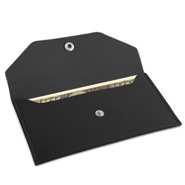 Bremorou Leather Envelope Money Envelope Reusable Mini Cash Holder Wallet Women Money Envelopes for Cash Budgeting Envelopes for Budgeting Stuffing Organizer for Budget Check Billing(Pink,Black)