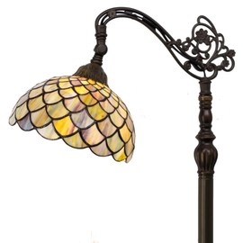 AVIVADIRECT Tiffany Floor Lamp Stained Glass Sea Blue Dragonfly Arched Reading Light Gooseneck Adjustable Corner Standing Lamp 10X16X64 Inch for Bedroom Living Room Home Office