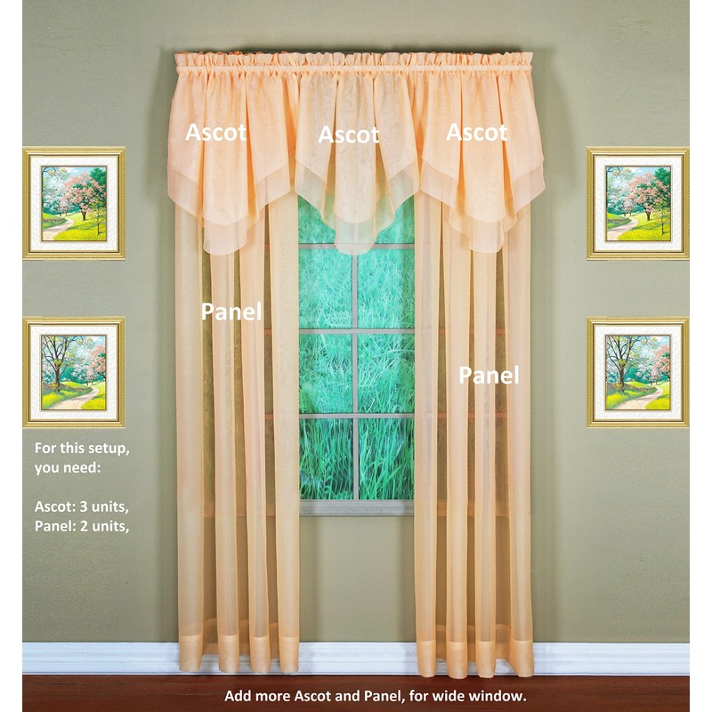 Today's Curtain Emelia Original Voile Panel 84", Peach, 60" W