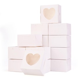Spritewelry - 24 cajas de papel para galletas con ventana, 10 x 10 x 6,5 cm, cuadradas, cajas de panadería, mini cajas de postre blancas para Navidad, boda, galletas, almacenamiento de pasteles