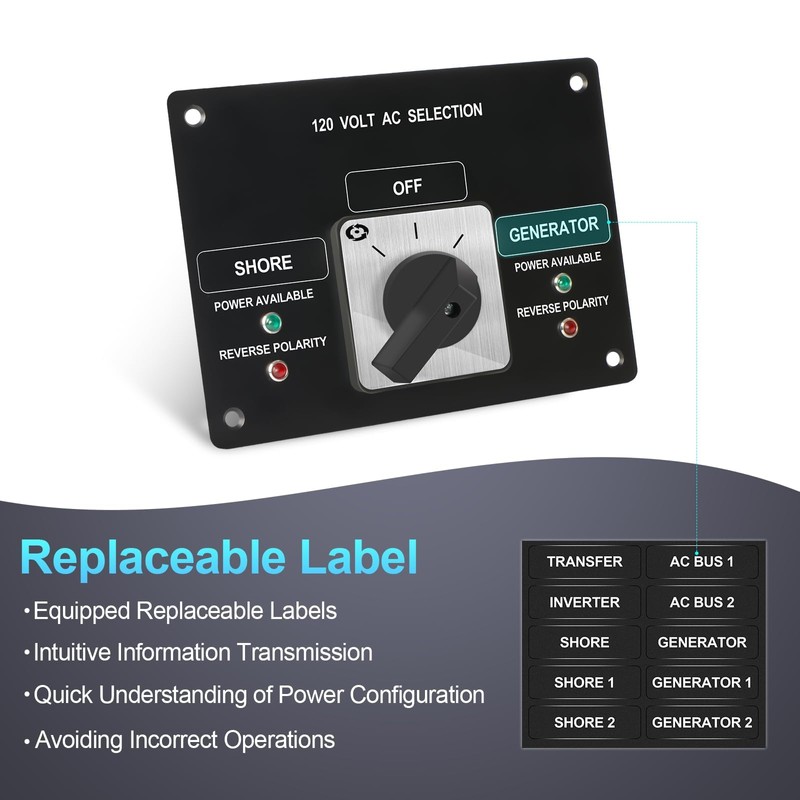 OELFFOW AC Rotary Selector Switch Panel - 120V 30A, 2