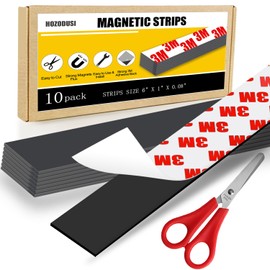 Magnetic Tape with Adhesive Backing, Magnetic Strips Heavy Duty for Kitchen, Whiteboard, Fridge, and Tool Holder (6“x1” 10pack, Inches)