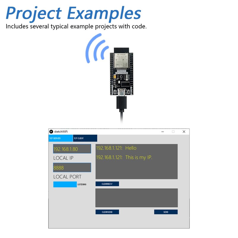 Freenove ESP32-WROOM Board, Dual-core 32-bit 240 MHz Microcontroller, Onboard Wireless,