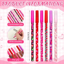 Tenceur 50 Pcs Valentine's Day Stationery Set Includes 20 Valentine Mini Notepads Notebooks 30 Ballpoint Pens for Kids Classroom School Exchange Gifts Party Favors Supplies
