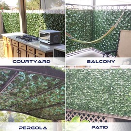 Windscreen4less 39"x98" Faux Leaf Privacy Fence Screen Artificial Ivy Leaves Fence Cover Wall Decoration for Patio Porch Deck Balcony Yard Indoor Outdoor