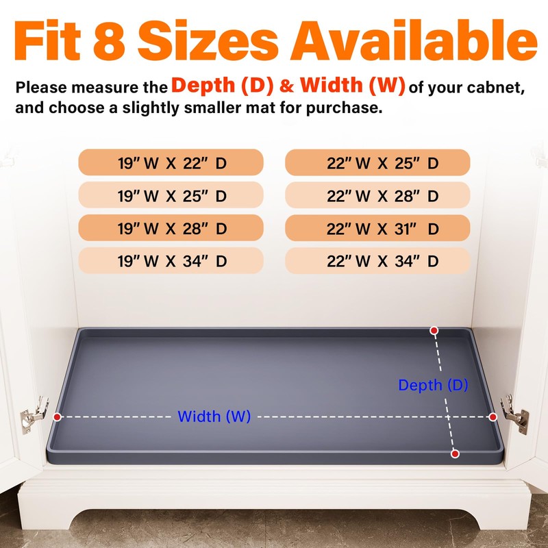 FLATO Waterproof Under Sink Mat 28" x 22" Shelf Liner