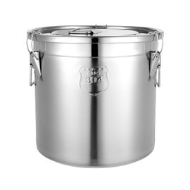 MuChaIOAK Food Storage Container, 21L Stainless Steel Canister Food Storage Container, Large Canisters Container Silver Airtight Rice Bucket for Storing Rice Cereals Tea Spices Various Dry/Wet Items