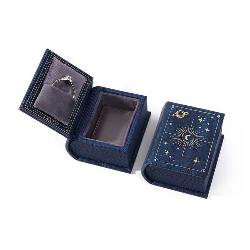 Book Design Premium PU Leather Jewelry Box Elegant Display Holder