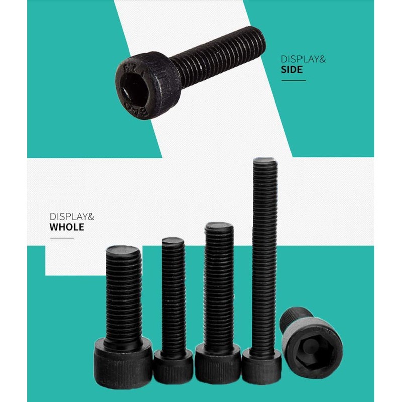 AnRui M3x10mm Hex Socket Screws, 12.9 Alloy Steel Pan Head