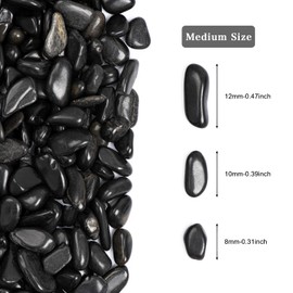 Ausluru 5lbs Black Natural River Rocks, High-Polished Pebbles for Plants Garden, 0.3-0.8 inch Decorative Stones, Ideal for Fish Tank, Vases, Home Decor and Garden Landscaping,Black