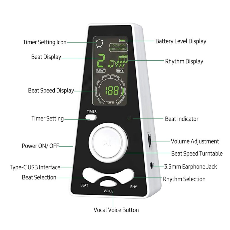 Electronic Digital Metronome with Timer Universal Electronic Metronome with Volume