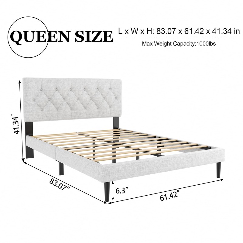 HAOARA Queen Size Platform Bed Frame with Upholstered Button Tufted