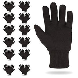 ABC PACK & SUPPLY Guantes de jersey marrón para hombres y mujeres. Guantes de trabajo de jersey marrón. Guantes de jardín de poliéster y algodón