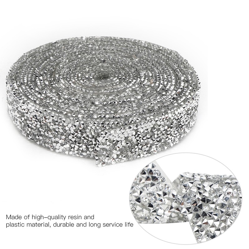Rhinestones Trim Silver Base Ribbon DIY Hand Made Decoration Phone