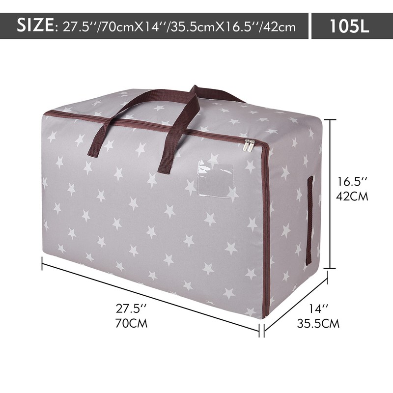 DOKEHOM 105L Large Underbed Clothes Storage Bag with Zip, Moisture