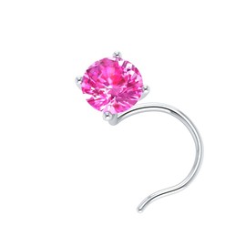 3.50 mm Round 4-Prong Real Pink Sapphire 14k Gold Solitaire Wedding Nose Piercing Stud Pin, gold, Pink Sapphire